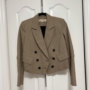 Free People Brown Double-Breasted Blazer